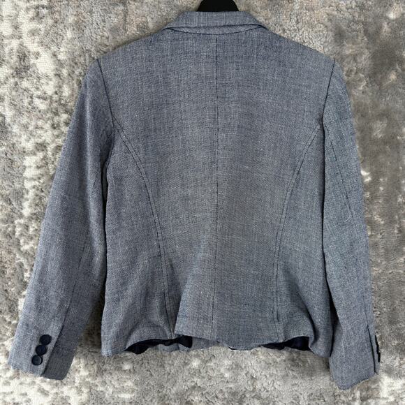 Pendelton Petite Size 14 Silk Wool Blend Career Notched Blazer Jacket Gray Lined - Picture 4 of 8